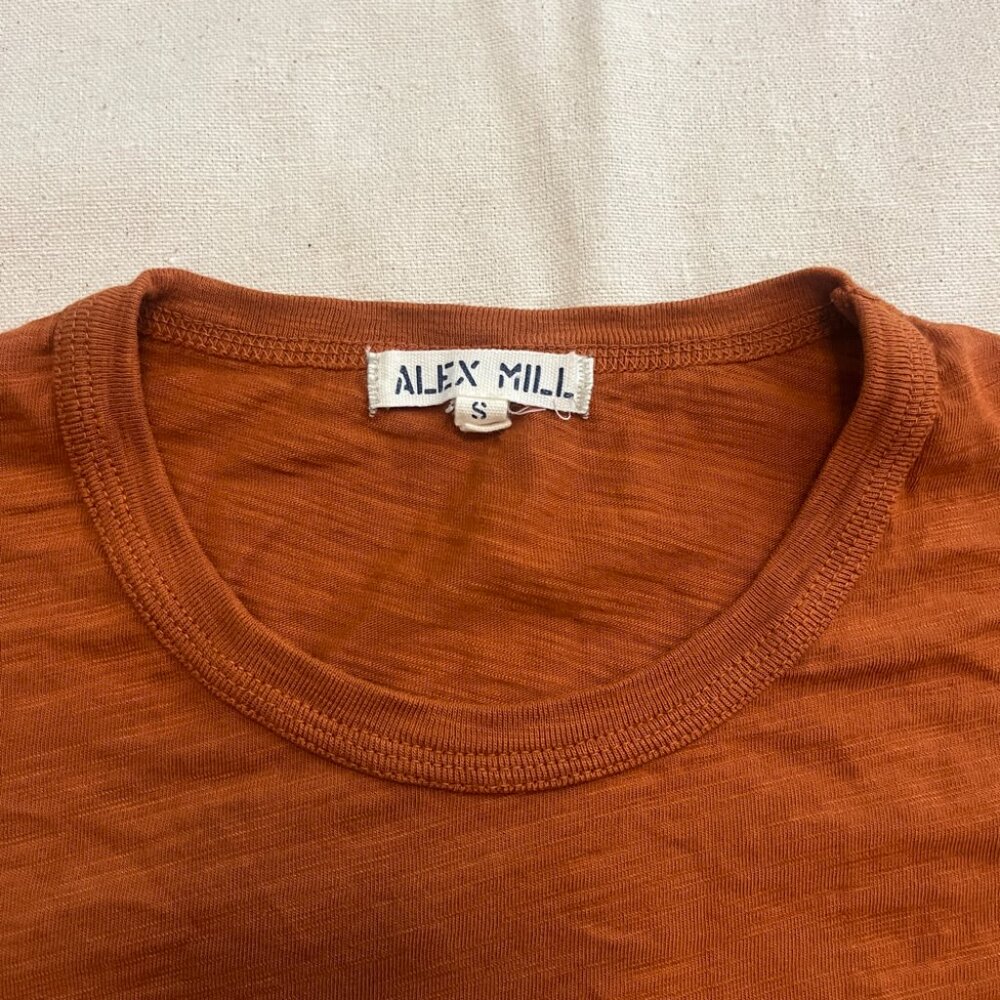 Alex Mill | The Standard T-Shirt In Slub Cotton - Burnt Orange / Sz S - Picture 7 of 11